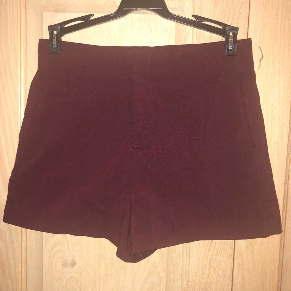 Dark red/maroon high waisted shorts